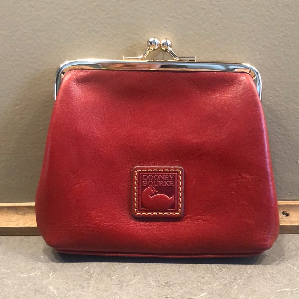 Dooney & Bourke Red Florentine Leather Kisslock Coin Wallet